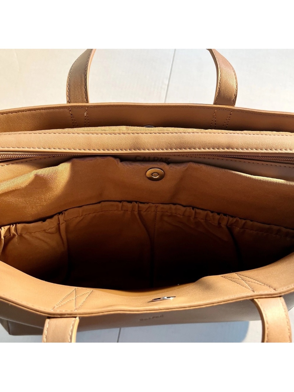 CALPAK Haven 16" Laptop
Computer Tote Shoulder Bag - Toffee Beige Tan NWOT - Picture 8 of 16